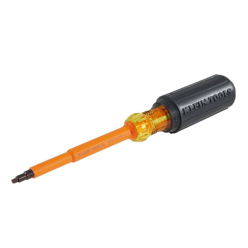 Klein Tools #2 Insulated Square-Recess Tip Screwdriver with 4 in. Round Shank and Cushion Grip Handle 662-4-INS