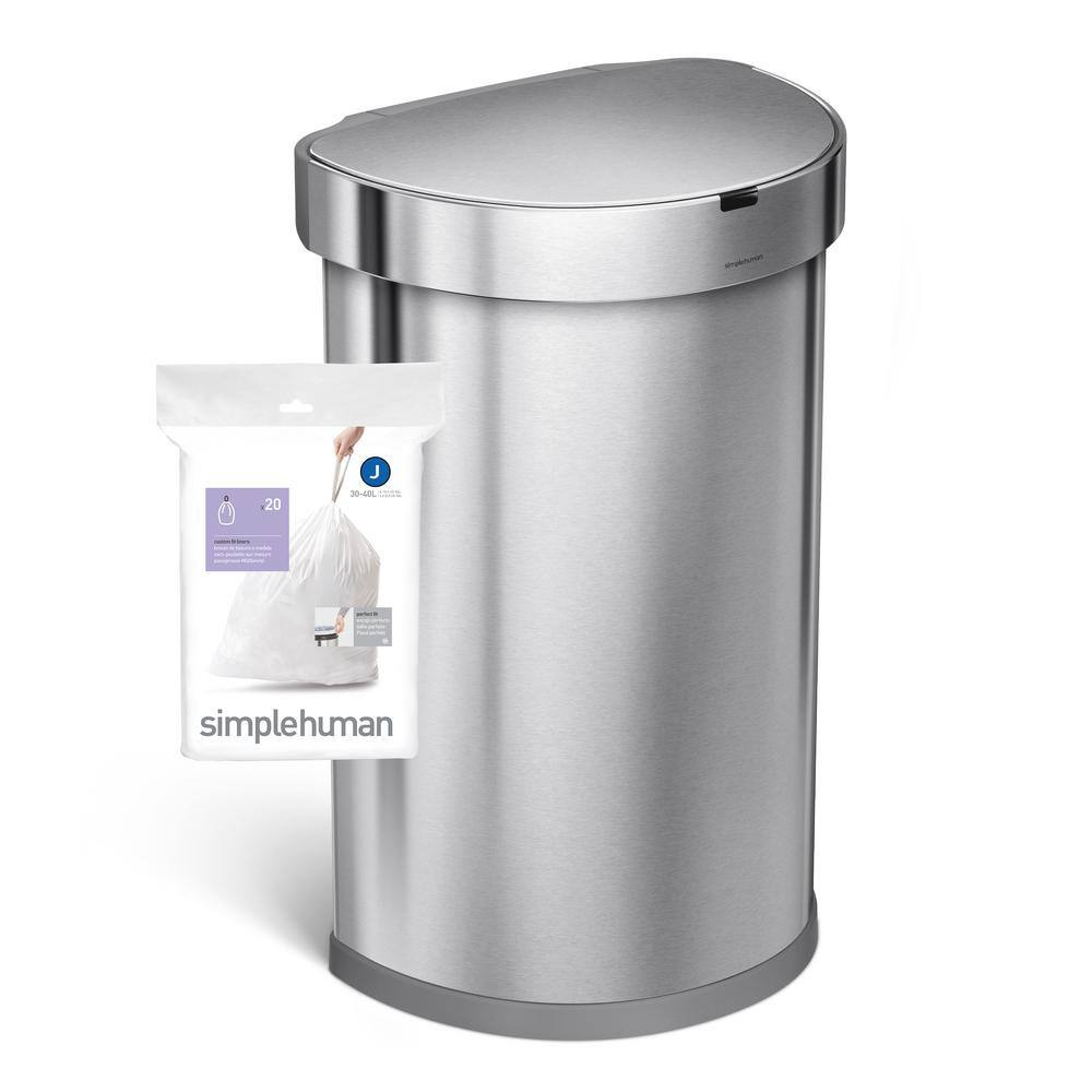 simplehuman 8-11.9 Gal. (30-45 l) White - 240 Liners Code J Custom Fit Drawstring Trash Bags CW0411