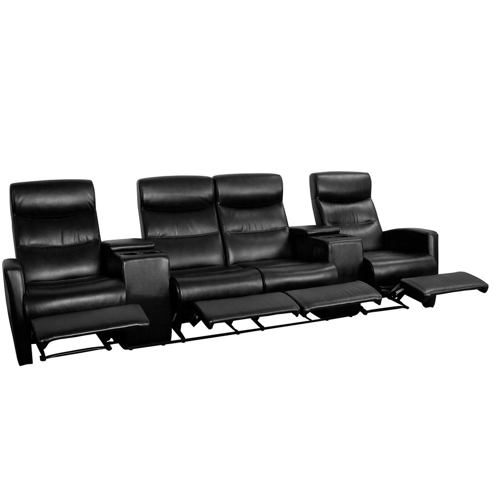 4 Seat Manual Reclining LeatherSoft Theater Seating Unit with Cup Holders   120\