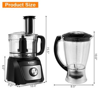 Costway 50 oz. Black 3-Speed Food Processor 500-Watts Variable Speed Blender Chopper EP24927US