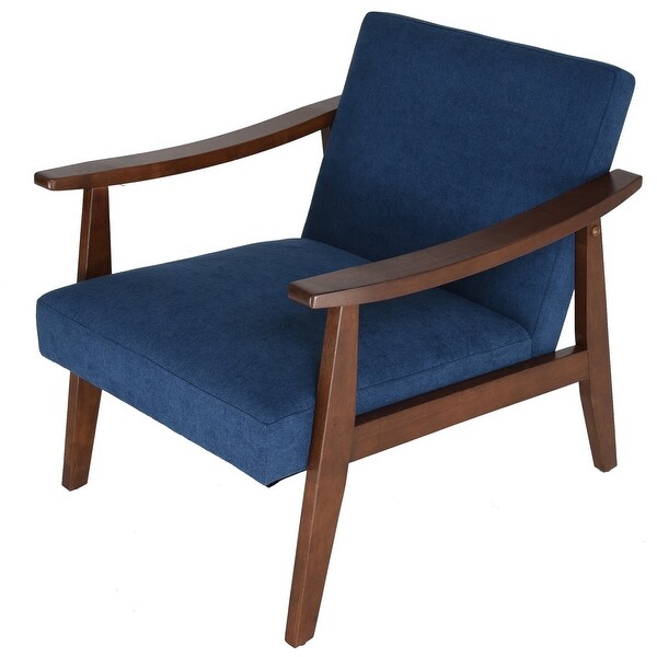 Zenvida Mid Century Modern Accent Armchair Solid Hardwood Upholstered