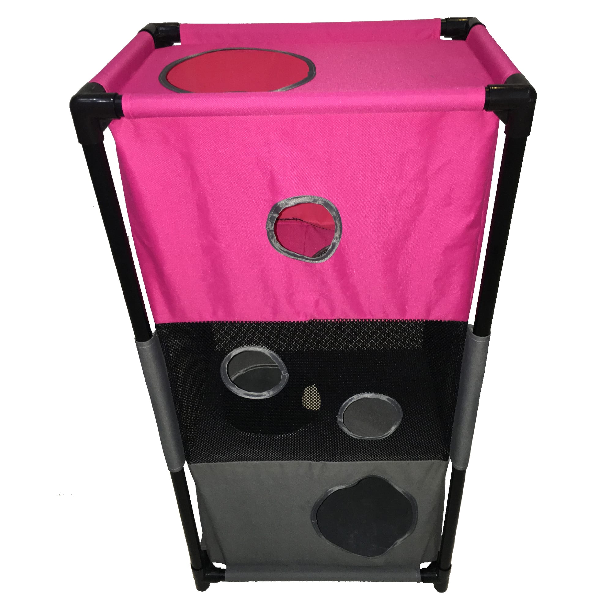 Pet Life Pink Square Obstacle Soft Folding Sturdy Play-Active Collapsible Travel Cat House， 17.71