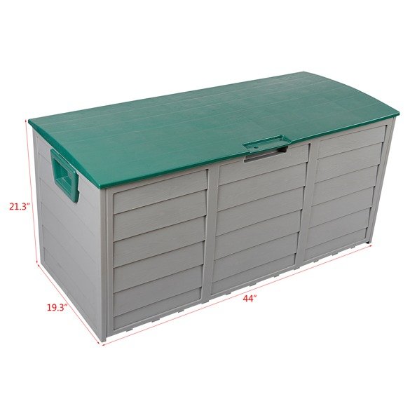 75gal 260L Outdoor Garden Plastic Storage Deck Box Chest Tools Cushions Toys Lockable Seat