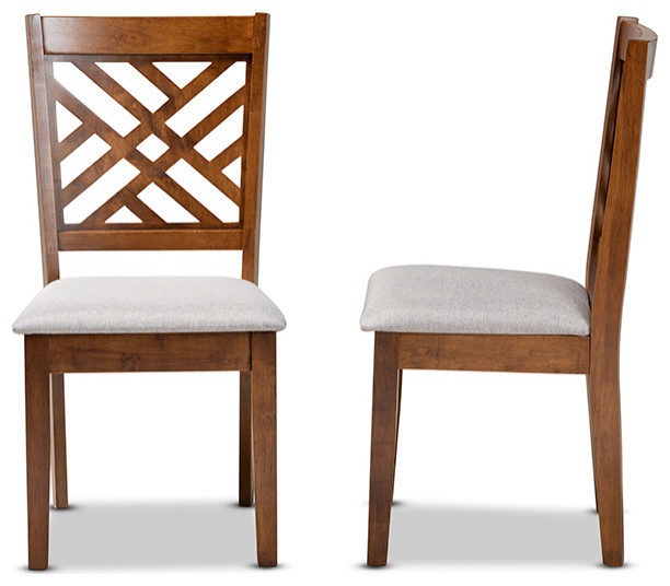 Chipman Modern Gray and Walnut Brown Dining Chair  Set of 2   Transitional   Dining Chairs   by Baxton Studio  Houzz