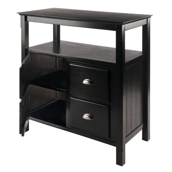 Wood Timber Buffet Cabinet with Two Doors， Black Finish