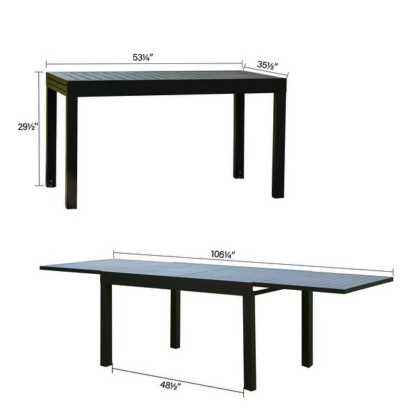 Domi Extendable Patio Dining Table，Aluminum Frame，Weatherproof and Multiple Sizes