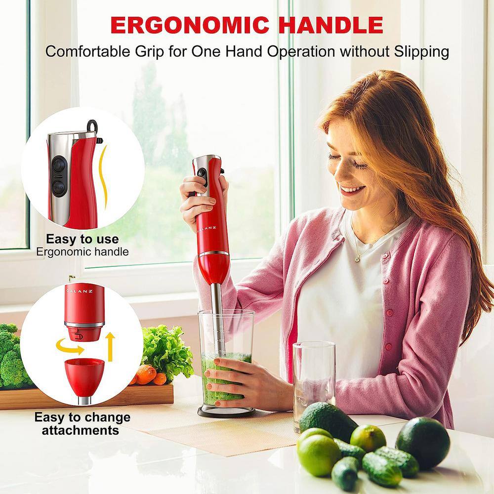 Galanz 2-Speed Multi-Function Retro Hand Immersion Blender in Hot Rod Red 985120365M