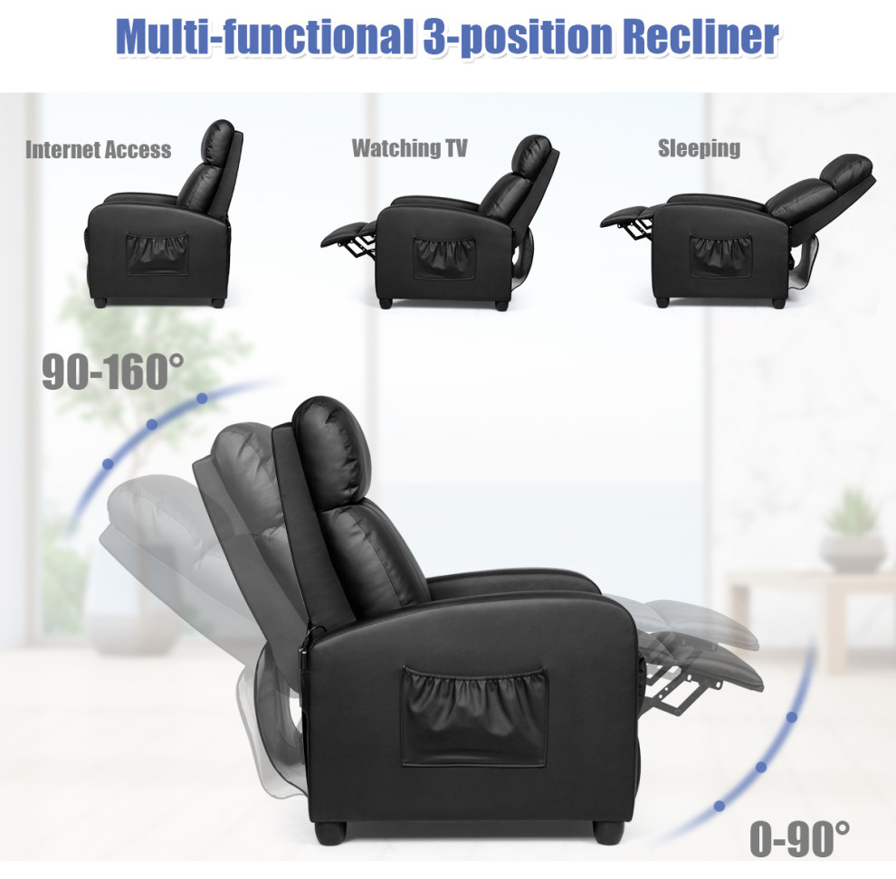 Recliner Massage Chair Ergonomic Adjustable Single Sofa with Padded Seat   Massage Chairs   by Costway INC.  Houzz