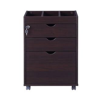 Furniture of America Sabant Espresso Mobile Decorative Vertical File Cabinet With Locking Drawers IDI-212853