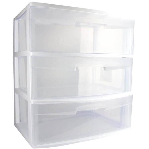 Sterilite Home 3-Drawer Cart Clear Portable Durable Storage Container on Casters 29308001