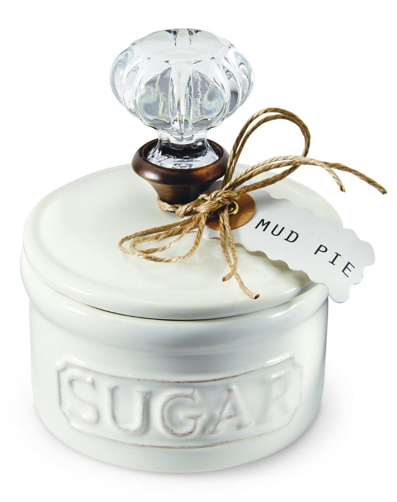 Mud Pie Door Knob Sugar Bowl， White