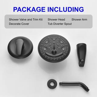 FLG Single-Handle 6-Spray High Pressure Wall Mount Tub and Shower Faucet Trim Kit in Matte Black (Valve Included) SS-0019-MB