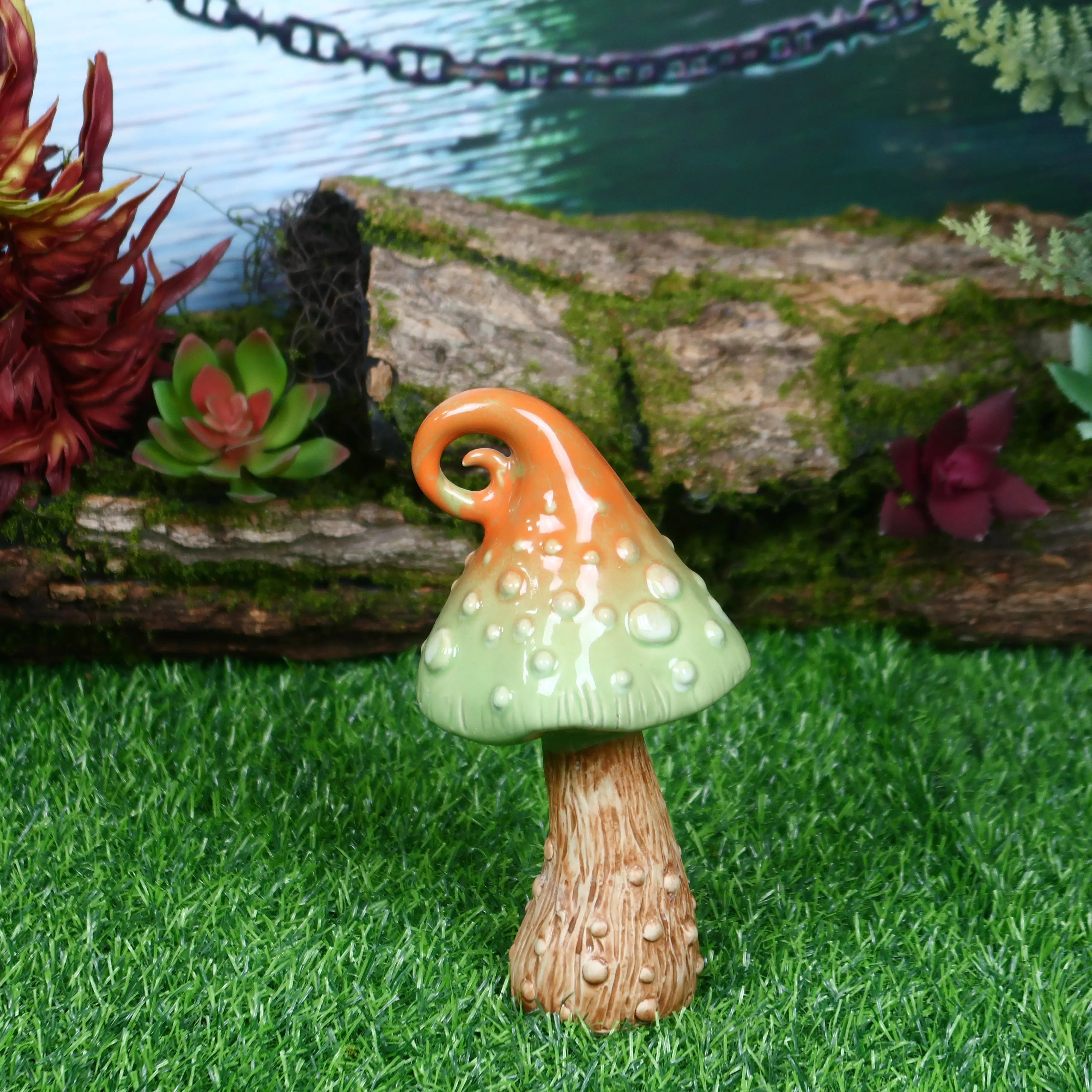 Lovely Garden Ceramic Mushrooms Statues Lawn Ornaments Figurines Yard Decoration Mushroom Garden Accessories  Ceramic Ornament