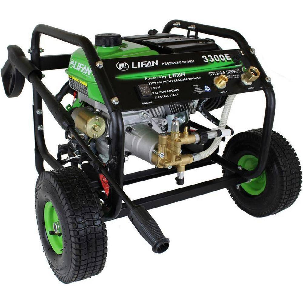 LIFAN Pressure Storm Series 3300 psi 2.5 GPM AR Axial Cam Pump Electric Start Gas Pressure Washer with Panel Mounted Controls LFQ3370E