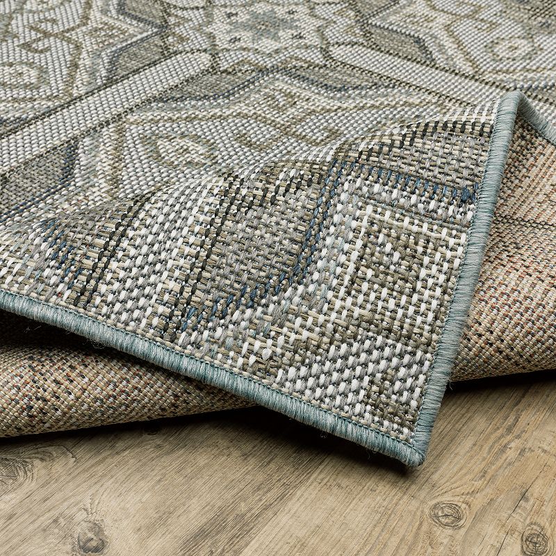 StyleHaven Calla Moroccan Trellis Gray Blue Indoor Outdoor Area Rug