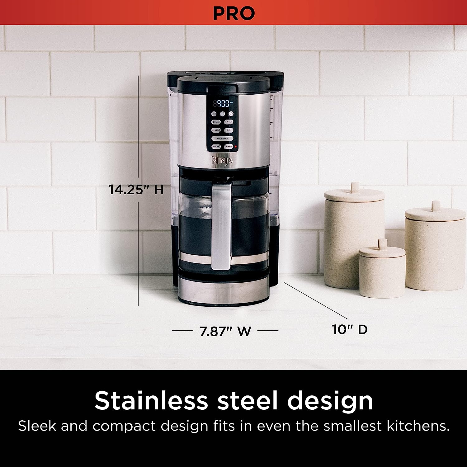 Ninja CE251 Programmable Brewer, with 12-cup Glass Carafe, Black and Stainless Steel Finish