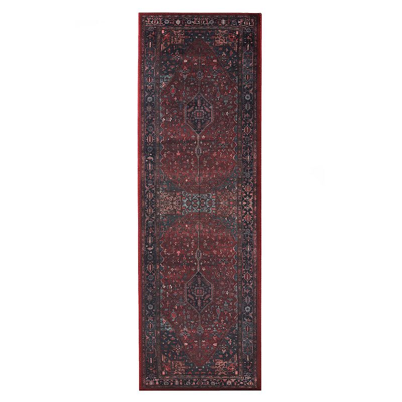 Superior Floral Pattern Bordered Washable Indoor Rug