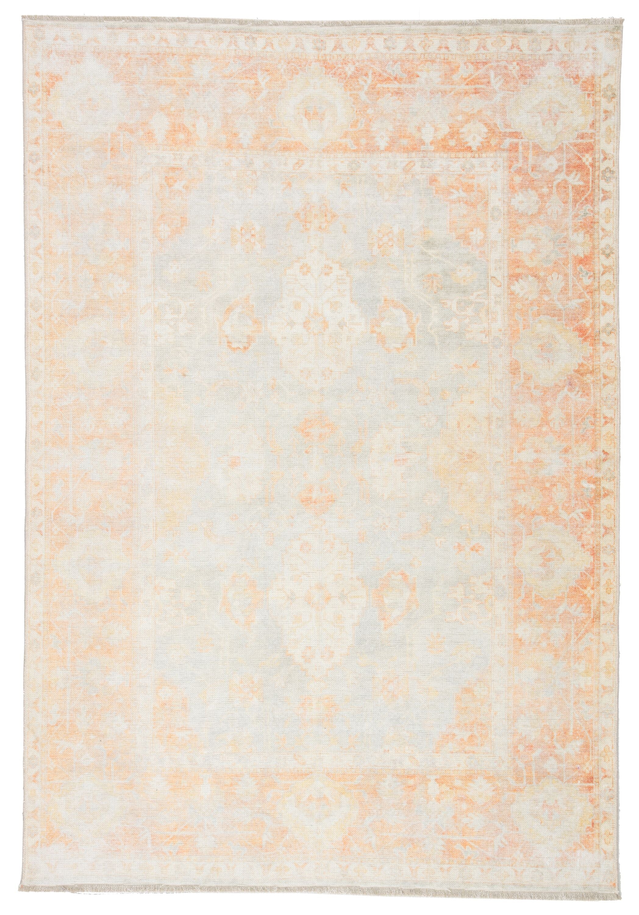 Patrin Oriental Orange & Light Gray Area Rug