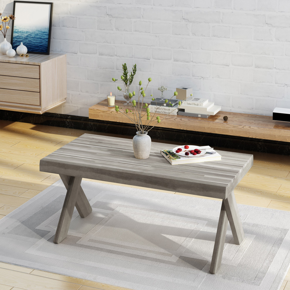 GDF Studio Estelle Indoor Farmhouse Acacia Wood Coffee Table   Farmhouse   Coffee Tables   by GDFStudio  Houzz