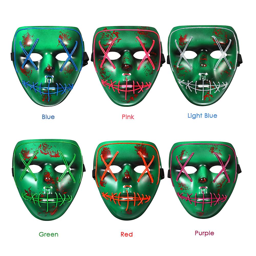 Red Adults Halloween Led Light Up Mask Halloween Costume Supplies For Festival Masquerade Cosplay Party Performance--red Light