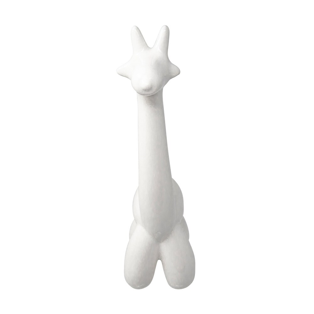 Giraffe Balloon Animal Ceramic Sculpture for Table  Desk or Bookshelf Decor  White  5.5 L x 4 W x 13 H   6\