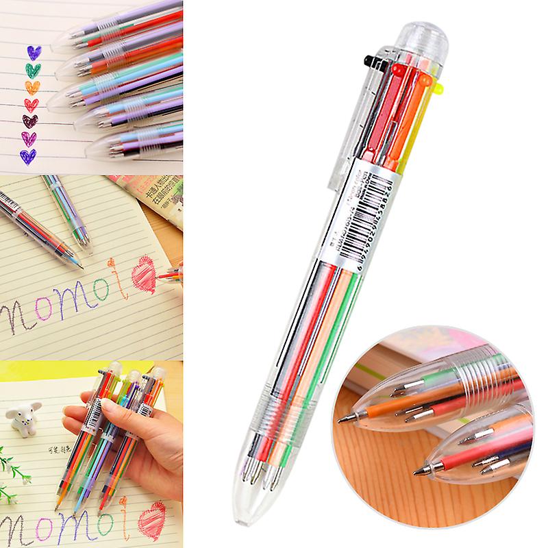 Novelty Multicolor Ballpoint Pen Stationery Press 6 Color Oil Pen For Office School Students(regular Style)