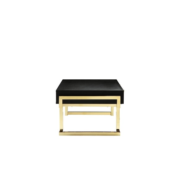 Julia Coffee Table in Black Ash Veneer and Gold.