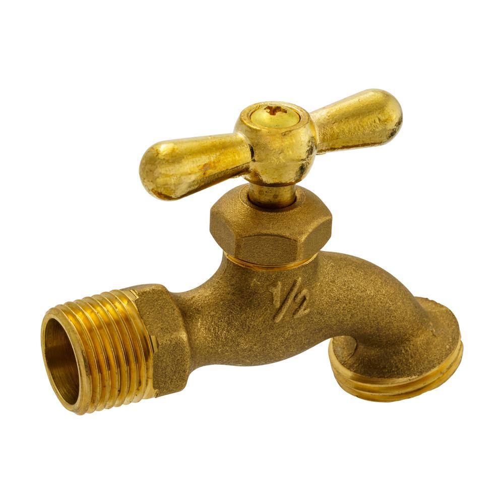 Everbilt 12 in. x 34 in. MIP x MHT Brass Hose Bibb Valve 103-003EB