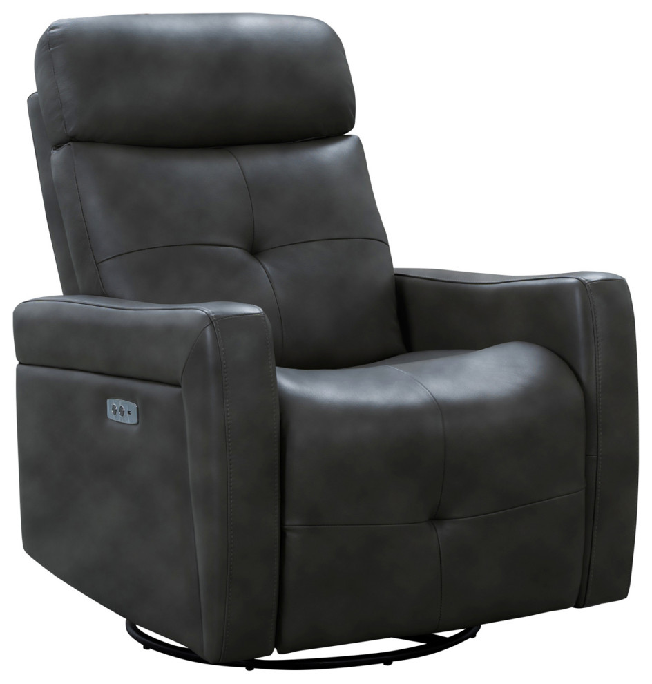 Ronnie Leather Power Swivel Glider Recliner   Contemporary   Recliner Chairs   by Abbyson Living  Houzz