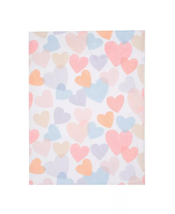 Bedtime Originals Rainbow Hearts White Pink Purple Soft Fleece Baby Blanket