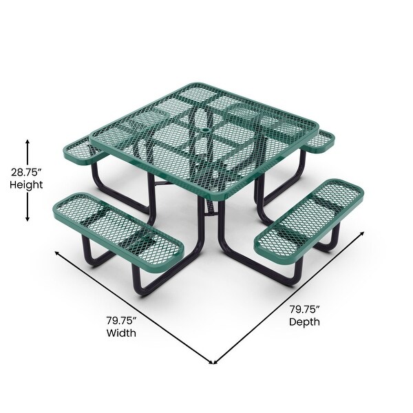 Commercial Grade Expanded Mesh Metal Outdoor Picnic Table