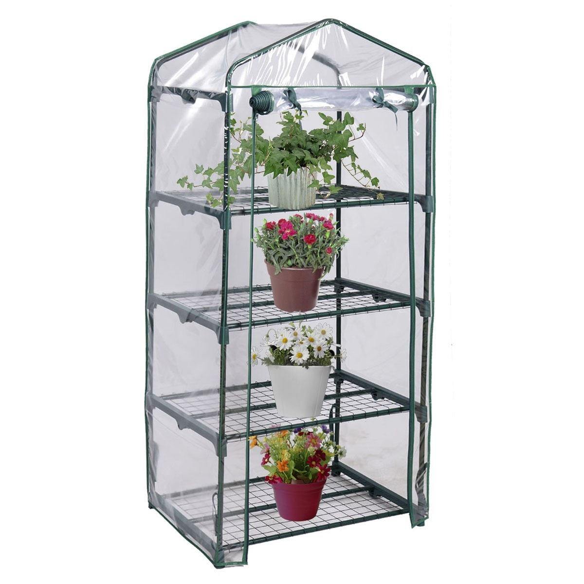 4 Tier Outdoor Portable Mini Greenhouse with Cover