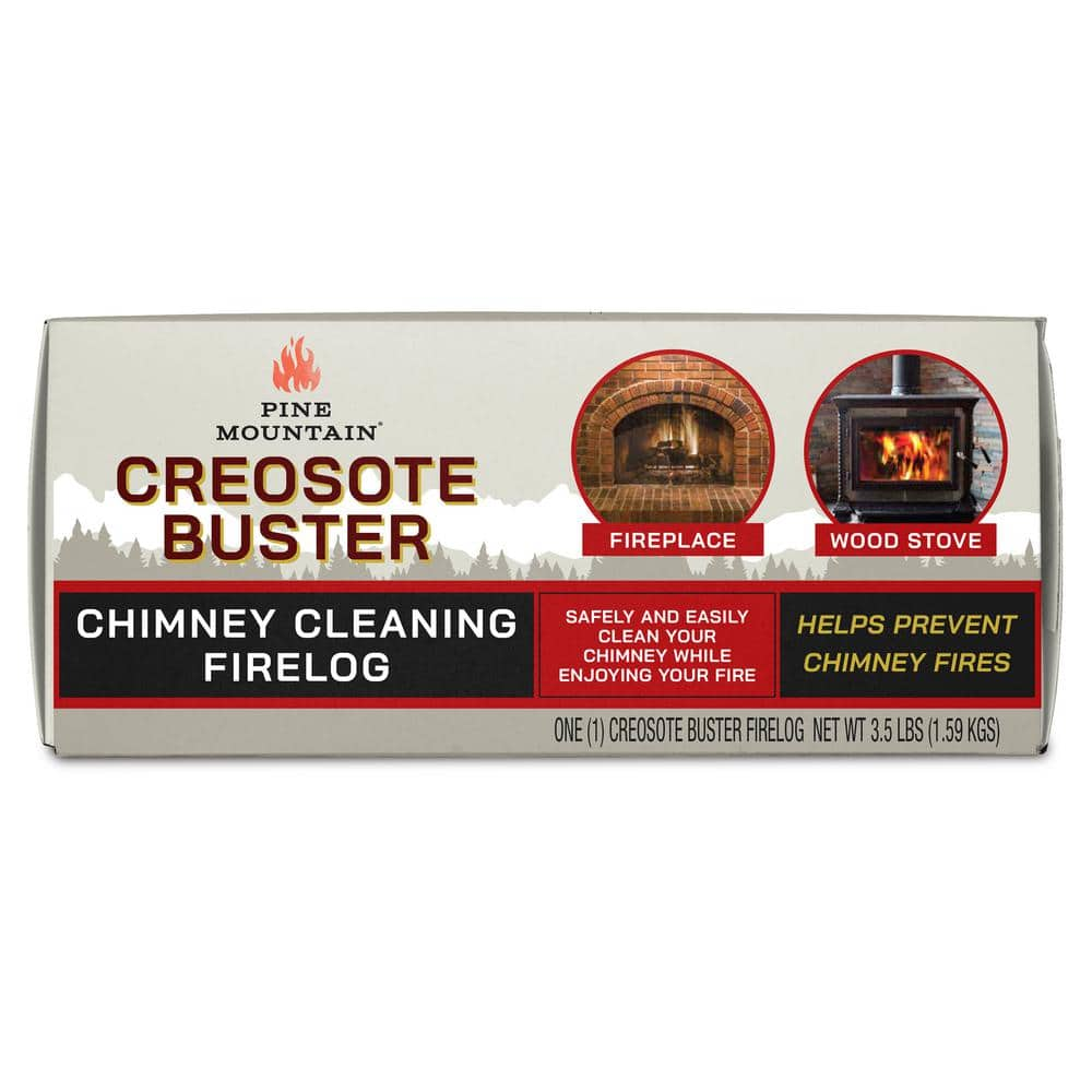 Pine Mountain Creosote Buster Chimney Cleaning Safety Fire Wax Log， Large， for Fireplaces and Wood Stoves (1-Pack) 41525-01500