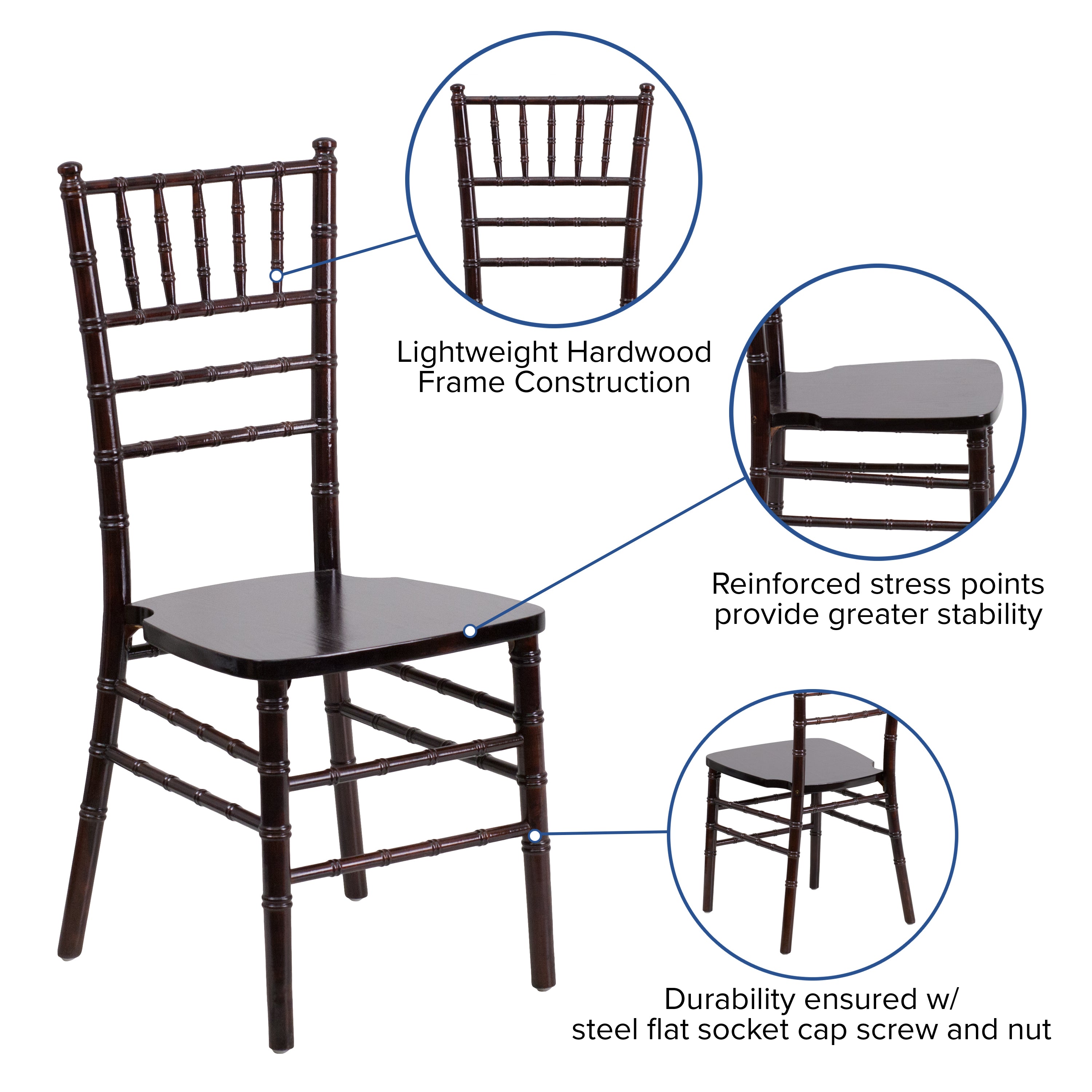 Emma + Oliver Walnut Wood Chiavari Chair