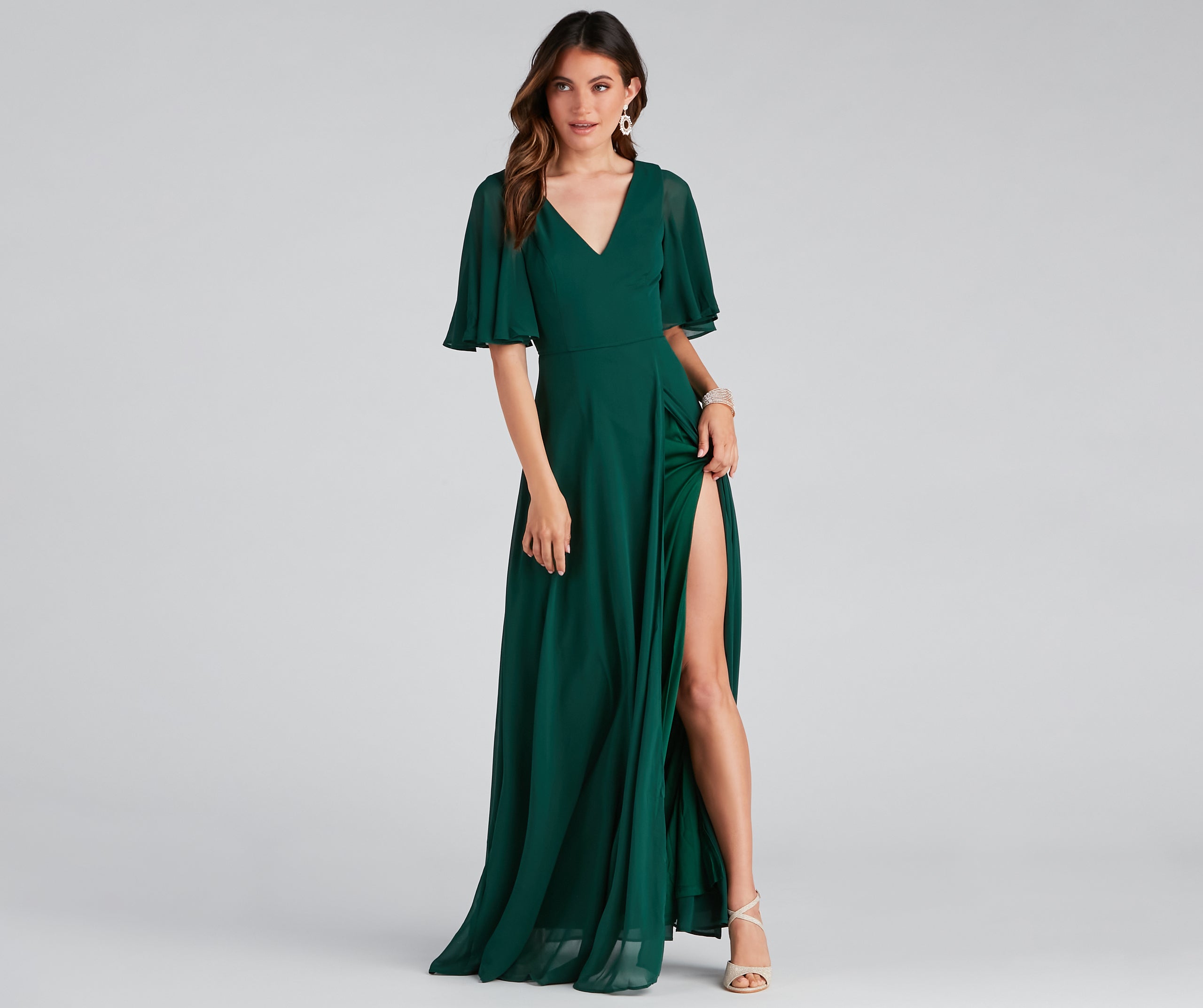 Greta Formal High Slit Chiffon Dress