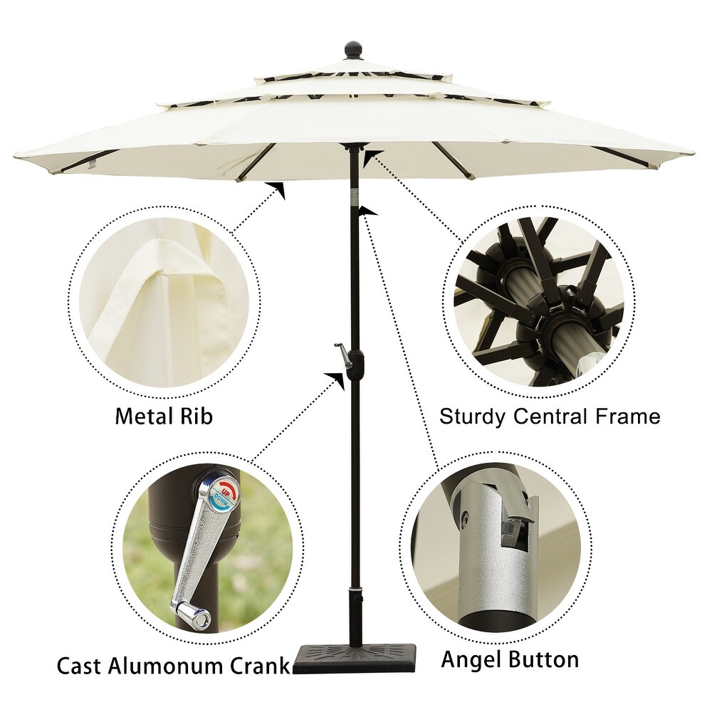 Aoodor Patio Umbrella 10 ft. for Dining Table Outdoor Market Yard Use 3 Tier Ventilation (Umbrella only)