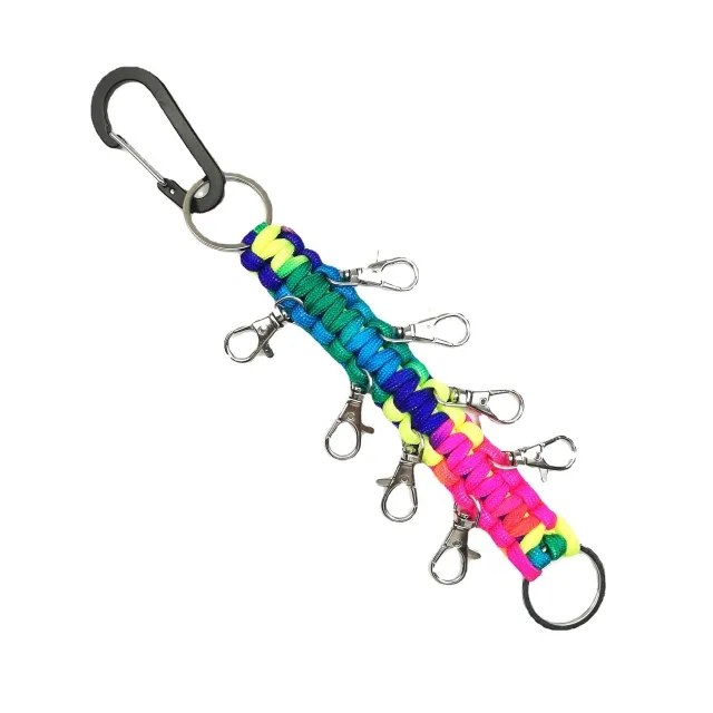 Manufacturer's direct sales umbrella rope woven hanging rope backpack multi buckle hanging chain stainless steel buckle