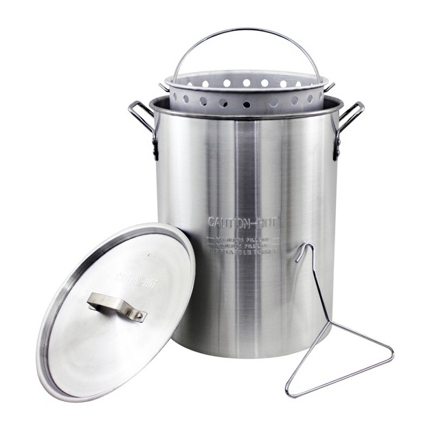 3pc 30qt Stock Aluminum Pot amp Basket Silver