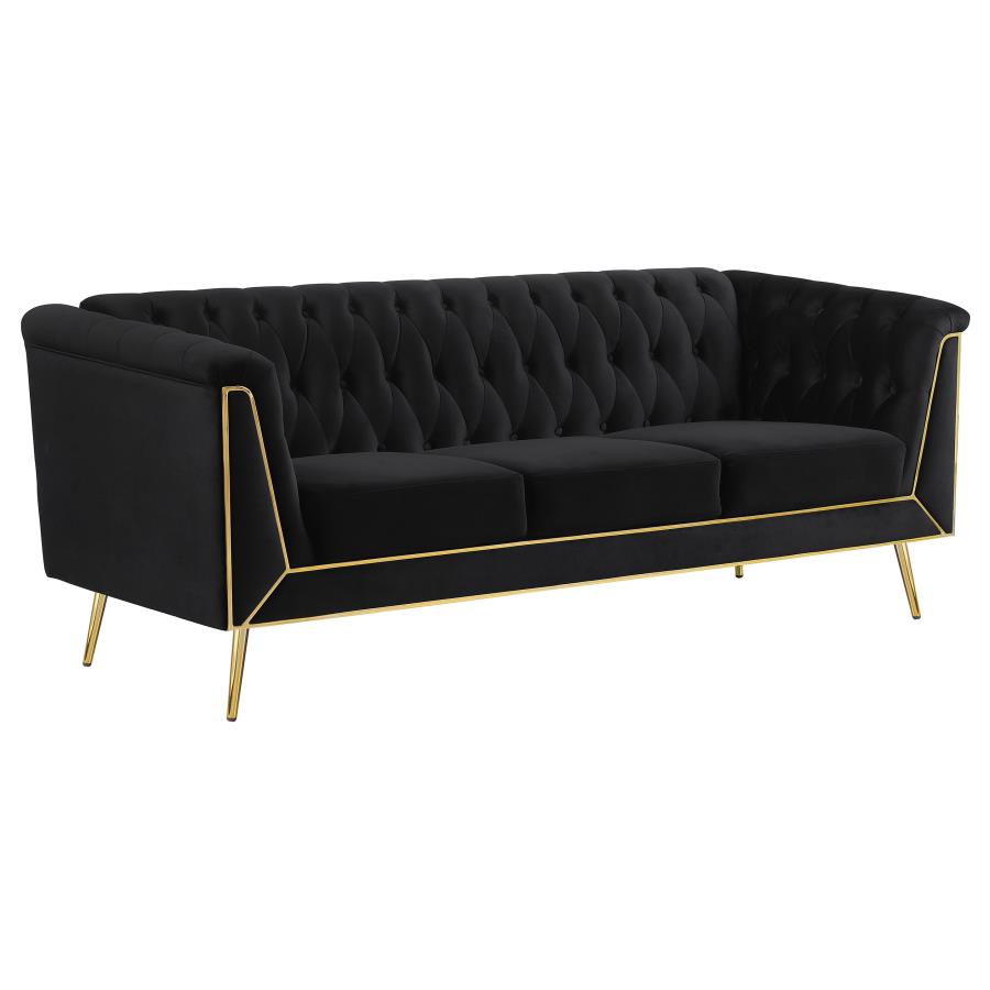 Holly Tuxedo Arm Tufted Back Sofa Black-508441