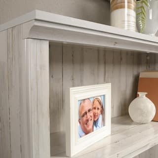 SAUDER 43 in. White Plank Engineered Wood 3-Shelf Bookcase 426427