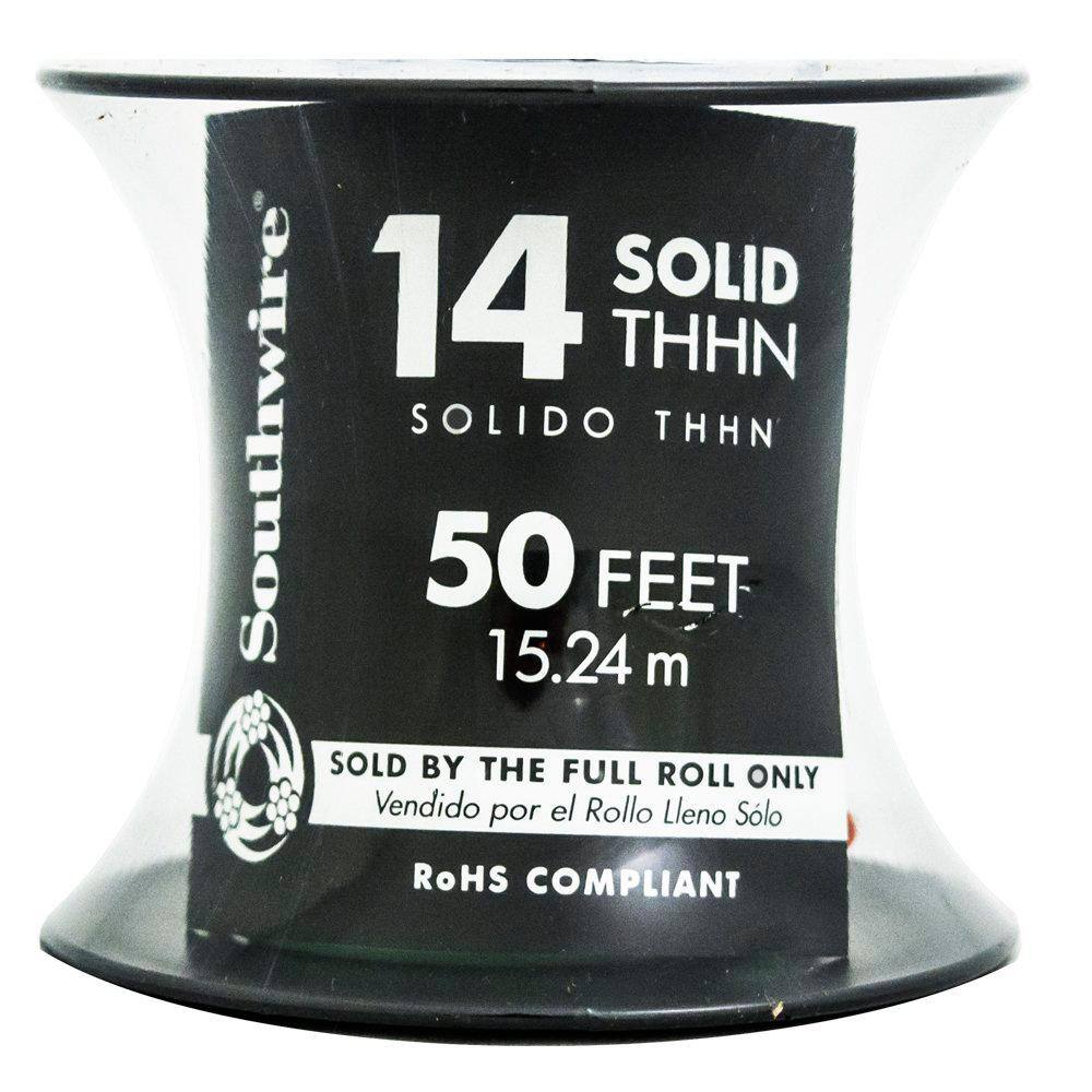 Southwire 50 ft. 14 Green Solid CU THHN Wire 11583283