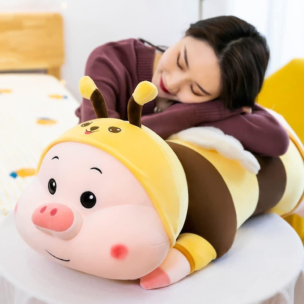 Bee Plush Toy， Soft And Cuddly Piggy Plush Toy Soft Pig Stuffed Animal Plush Body Pillow - Suitable For Children Girl Boy Gift (60cm/23.6inch)