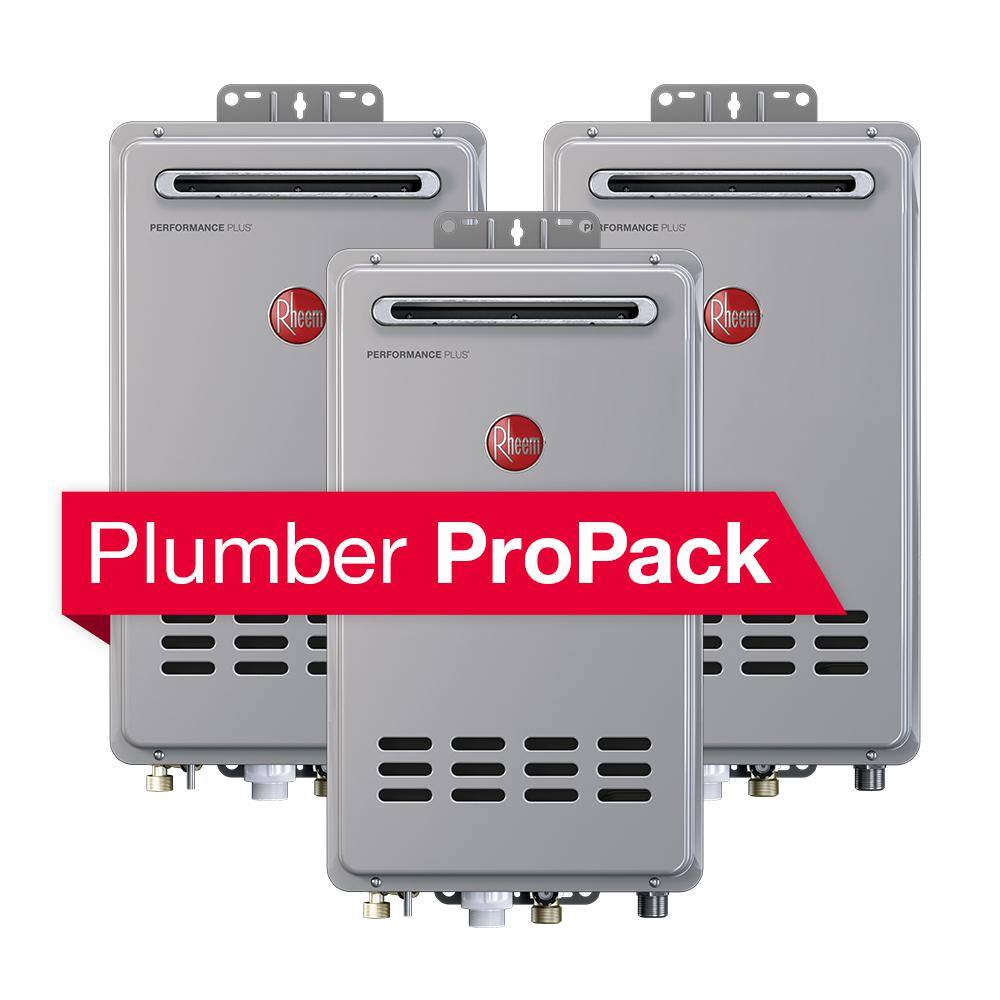 Rheem Performance Plus 7.0 GPM Liquid Propane Outdoor Tankless Water Heater Plumber ProPack Bundle ECO160XLP3-1BPP3