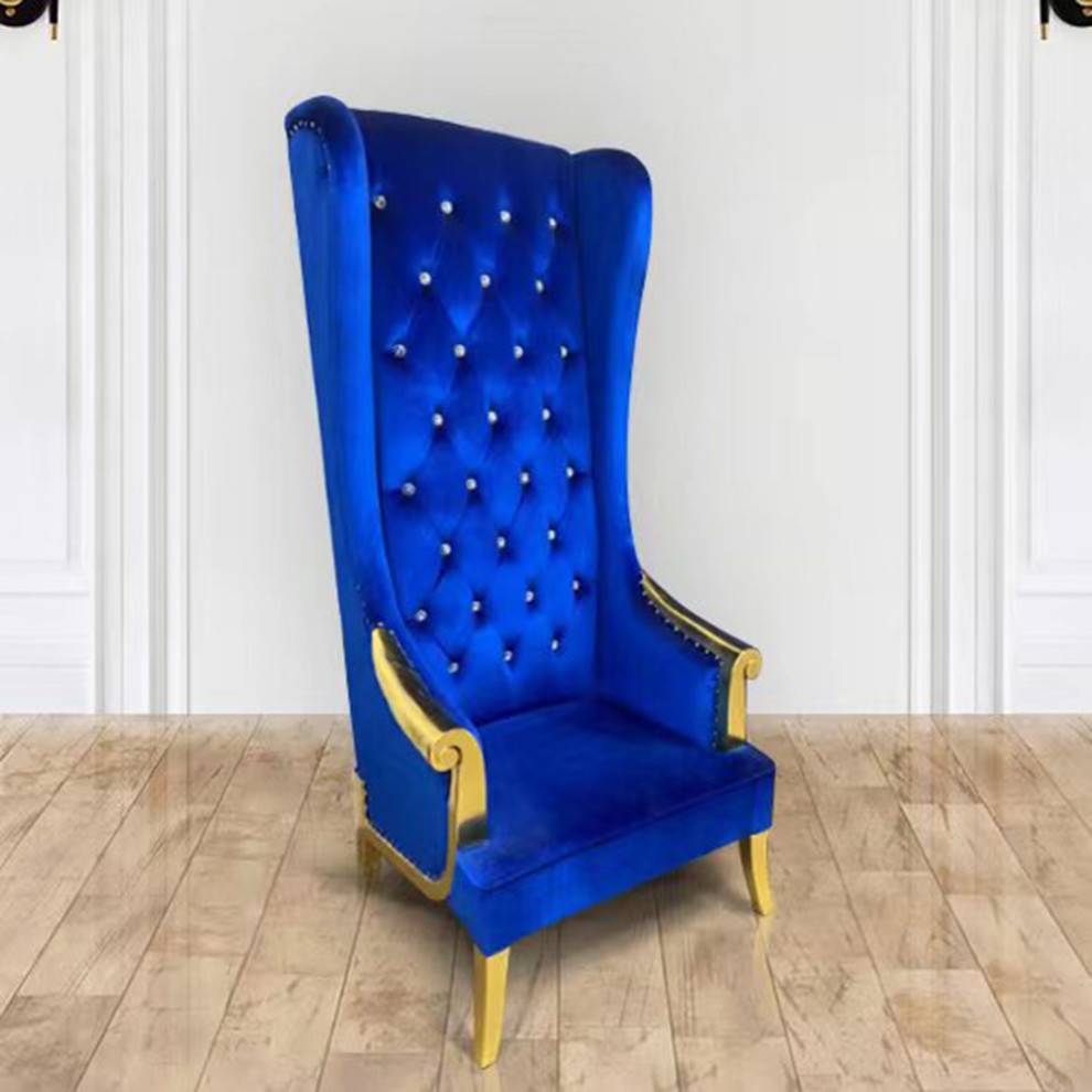 Infinity Blue Tufted Throne Chair   Traditional   Armchairs And Accent Chairs   by Infinity Furniture  Houzz