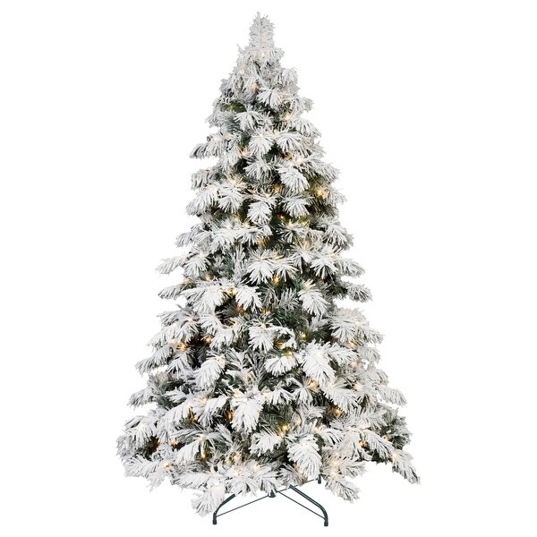 PVC White Flocked Christmas Tree with Lights