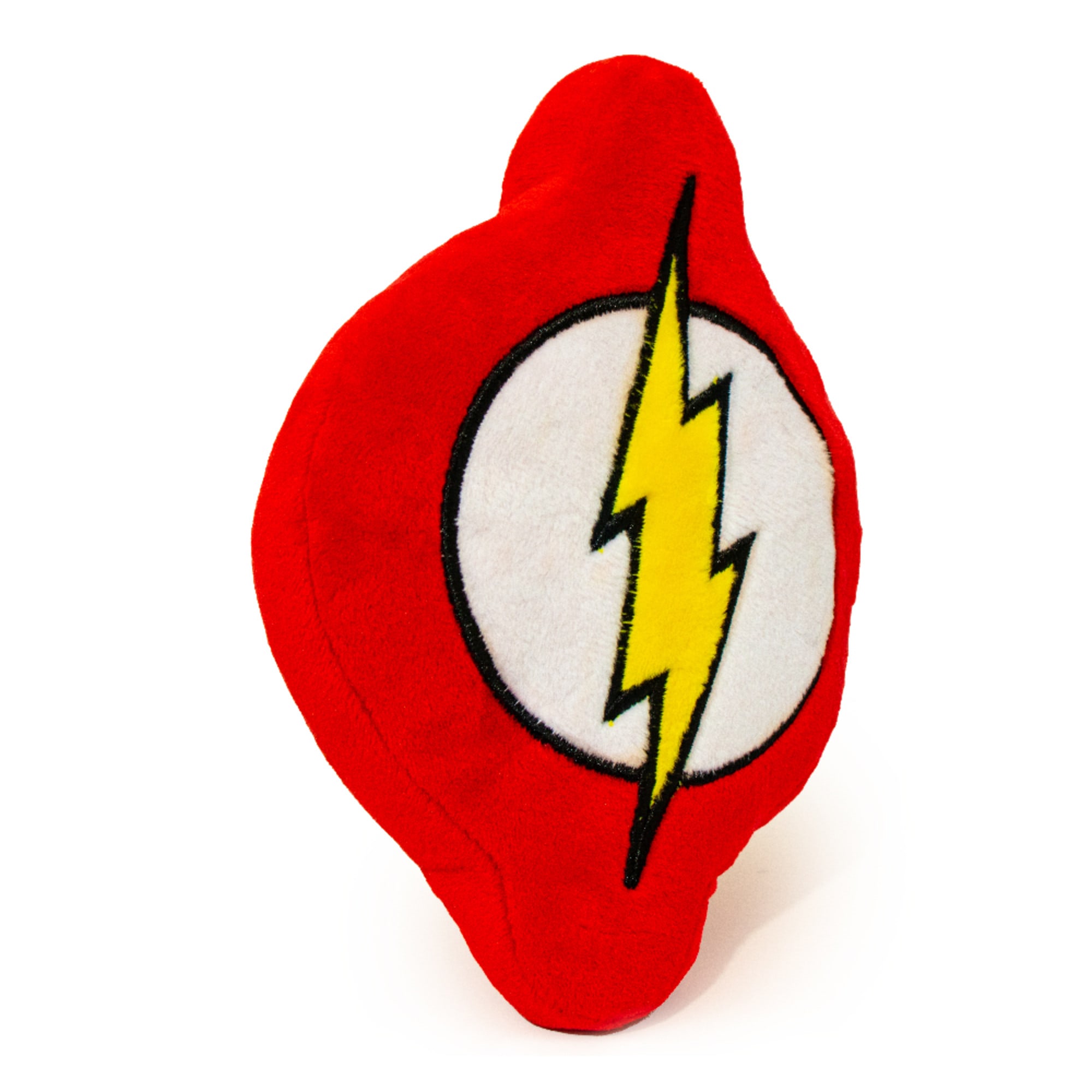 Buckle-Down Red/White/Yellow DC Comics Flash Icon Plush Squeaker Dog Toy， Small