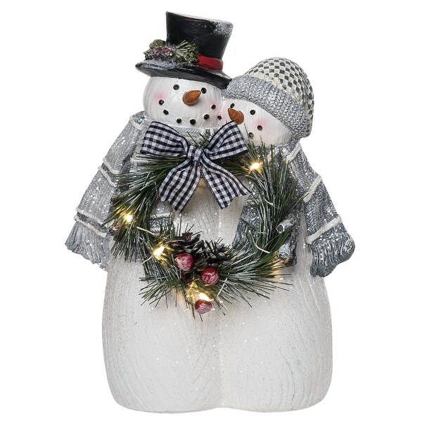 Transpac Resin 9 in. Multicolored Christmas Light Up Snow Couple