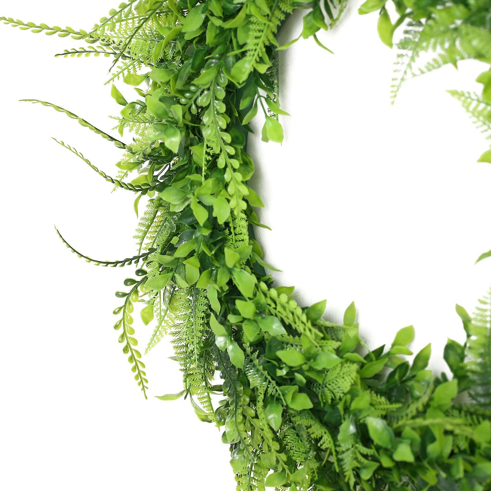 2 Pack Green Artificial Lifelike Boxwood Fern Mix Spring Wreaths 22