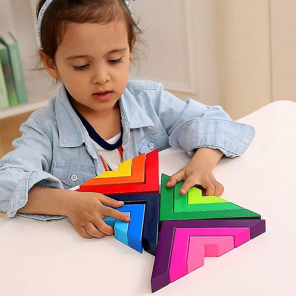 Educational Rainbow Wooden Toy Building Block For Kids Boys Girls 3 Years