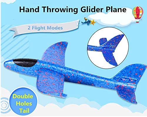 2 Pack Glider Plane Toys， 17.5 Large Throwing Foam Airplane， Dual Flight Mode Flying Toy， The Best Outdoor Sport Toy Gifts for Kids